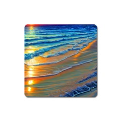 Modern Sunset Over The Ocean Square Magnet by GardenOfOphir