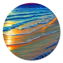 Modern Sunset Over The Ocean Magnet 5  (round) by GardenOfOphir