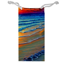 Modern Sunset Over The Ocean Jewelry Bag by GardenOfOphir