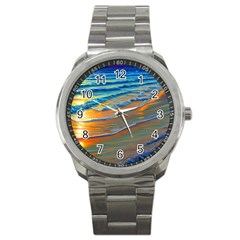 Modern Sunset Over The Ocean Sport Metal Watch by GardenOfOphir