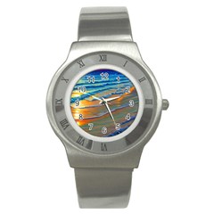 Modern Sunset Over The Ocean Stainless Steel Watch by GardenOfOphir