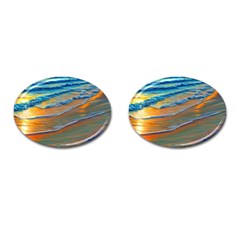 Modern Sunset Over The Ocean Cufflinks (oval) by GardenOfOphir