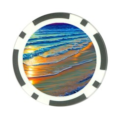 Modern Sunset Over The Ocean Poker Chip Card Guard by GardenOfOphir