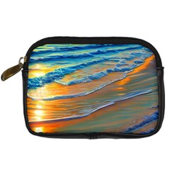 Modern Sunset Over The Ocean Digital Camera Leather Case by GardenOfOphir