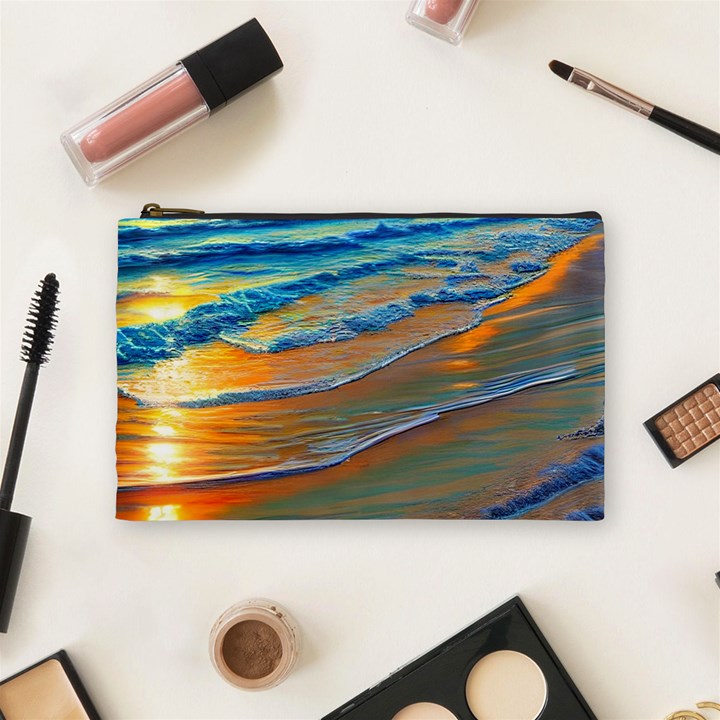 Modern Sunset Over The Ocean Cosmetic Bag (Medium)