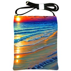 Modern Sunset Over The Ocean Shoulder Sling Bag by GardenOfOphir