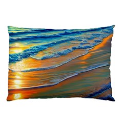 Modern Sunset Over The Ocean Pillow Case (two Sides) by GardenOfOphir