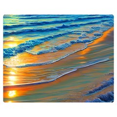 Modern Sunset Over The Ocean Premium Plush Fleece Blanket (medium) by GardenOfOphir