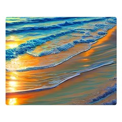 Modern Sunset Over The Ocean One Side Premium Plush Fleece Blanket (large)