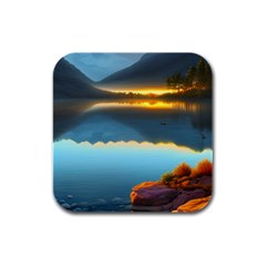 Gorgeous Lake Rubber Square Coaster (4 pack)