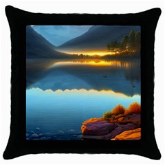 Gorgeous Lake Throw Pillow Case (Black)