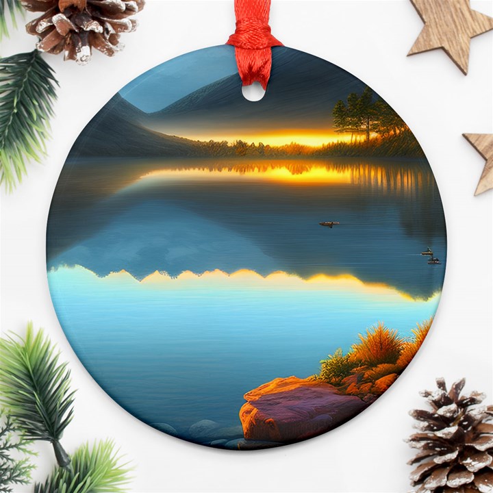 Gorgeous Lake Round Ornament (Two Sides)