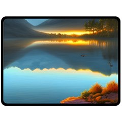 Gorgeous Lake One Side Fleece Blanket (Large)