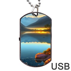 Gorgeous Lake Dog Tag Usb Flash (one Side) by GardenOfOphir