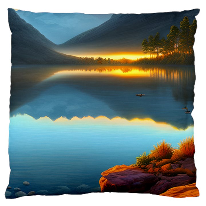 Gorgeous Lake Large Premium Plush Fleece Cushion Case (One Side)