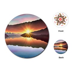 Majestic Lake Playing Cards Single Design (round) by GardenOfOphir