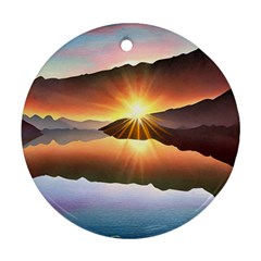 Majestic Lake Round Ornament (two Sides) by GardenOfOphir