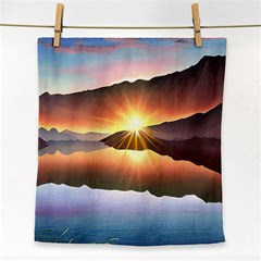 Majestic Lake Face Towel by GardenOfOphir