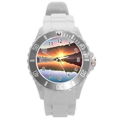 Majestic Lake Round Plastic Sport Watch (l) by GardenOfOphir