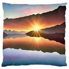 Majestic Lake Large Cushion Case (one Side) by GardenOfOphir