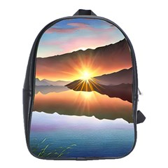 Majestic Lake School Bag (xl) by GardenOfOphir