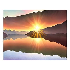 Majestic Lake One Side Premium Plush Fleece Blanket (large) by GardenOfOphir