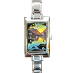 Benevolent Lake Rectangle Italian Charm Watch by GardenOfOphir