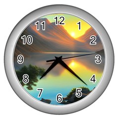 Benevolent Lake Wall Clock (silver) by GardenOfOphir