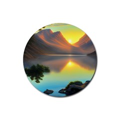 Benevolent Lake Rubber Round Coaster (4 Pack) by GardenOfOphir