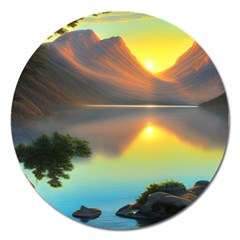 Benevolent Lake Magnet 5  (round) by GardenOfOphir