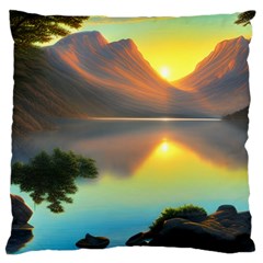 Benevolent Lake Large Premium Plush Fleece Cushion Case (one Side) by GardenOfOphir