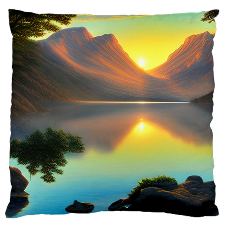 Benevolent Lake Large Premium Plush Fleece Cushion Case (One Side)