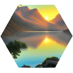 Benevolent Lake Wooden Puzzle Hexagon by GardenOfOphir