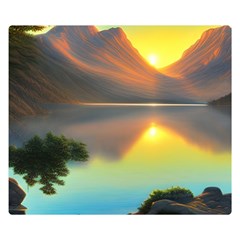 Benevolent Lake One Side Premium Plush Fleece Blanket (small) by GardenOfOphir