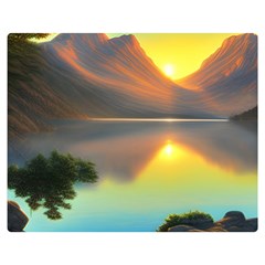 Benevolent Lake One Side Premium Plush Fleece Blanket (medium) by GardenOfOphir