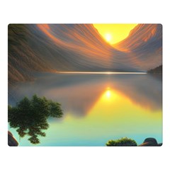 Benevolent Lake One Side Premium Plush Fleece Blanket (large) by GardenOfOphir