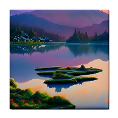 Astonishing Lake View Tile Coaster by GardenOfOphir