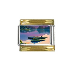 Astonishing Lake View Gold Trim Italian Charm (9mm) by GardenOfOphir