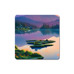 Astonishing Lake View Square Magnet by GardenOfOphir