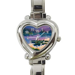 Astonishing Lake View Heart Italian Charm Watch by GardenOfOphir