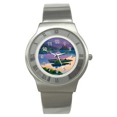 Astonishing Lake View Stainless Steel Watch by GardenOfOphir