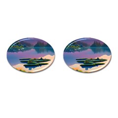 Astonishing Lake View Cufflinks (oval) by GardenOfOphir