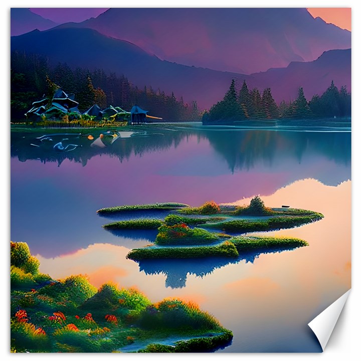 Astonishing Lake View Canvas 20  x 20 