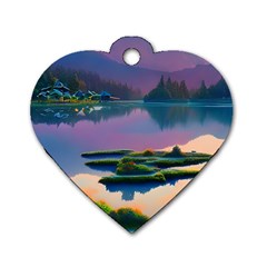 Astonishing Lake View Dog Tag Heart (two Sides) by GardenOfOphir