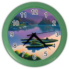 Astonishing Lake View Color Wall Clock by GardenOfOphir