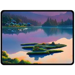 Astonishing Lake View One Side Fleece Blanket (large) by GardenOfOphir