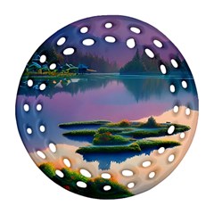 Astonishing Lake View Ornament (round Filigree) by GardenOfOphir