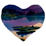 Astonishing Lake View Large 19  Premium Flano Heart Shape Cushions Front