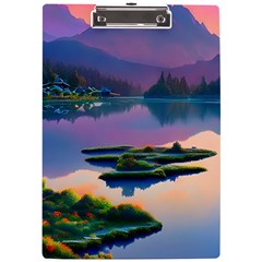 Astonishing Lake View A4 Acrylic Clipboard by GardenOfOphir