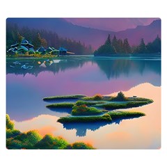 Astonishing Lake View One Side Premium Plush Fleece Blanket (small) by GardenOfOphir